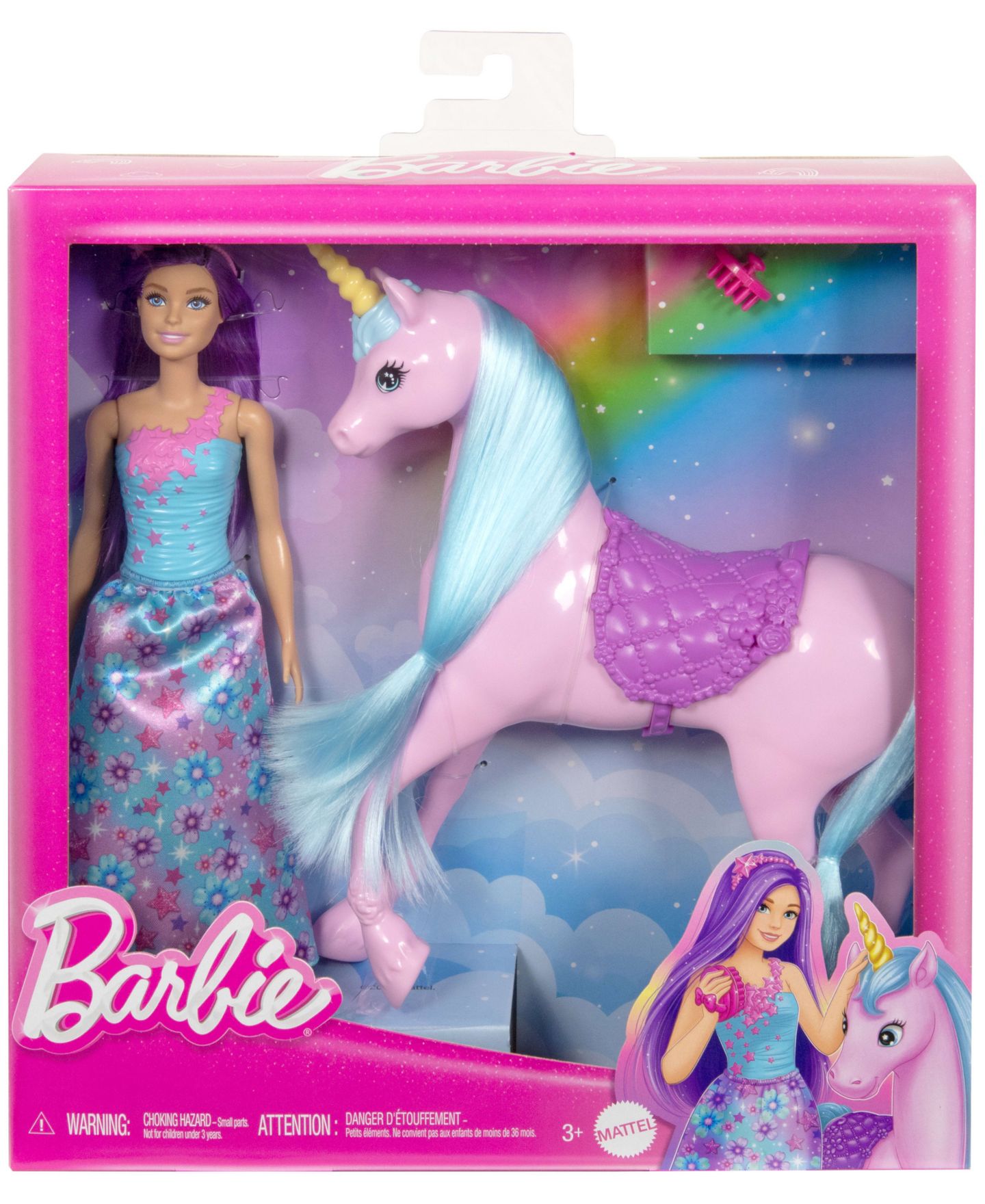 Игровой набор Barbie: фэнтези-кукла и единорог с седлом, щёткой и аксессуарами — фото 6