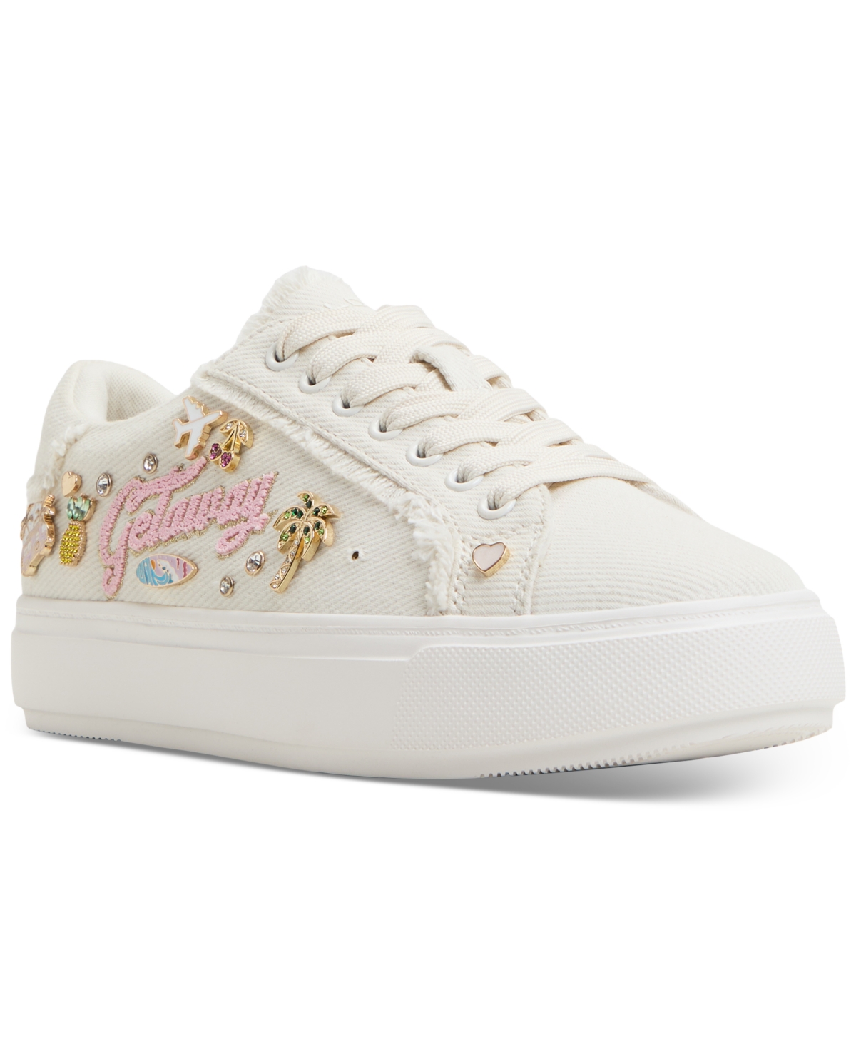 Women's Beachvibes Embellished Lace-Up Sneakers - Ivory Denim