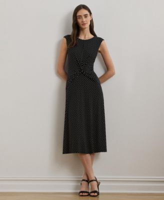 Lauren Ralph Lauren - Women's Polka-Dot Twist-Front Jersey Dress