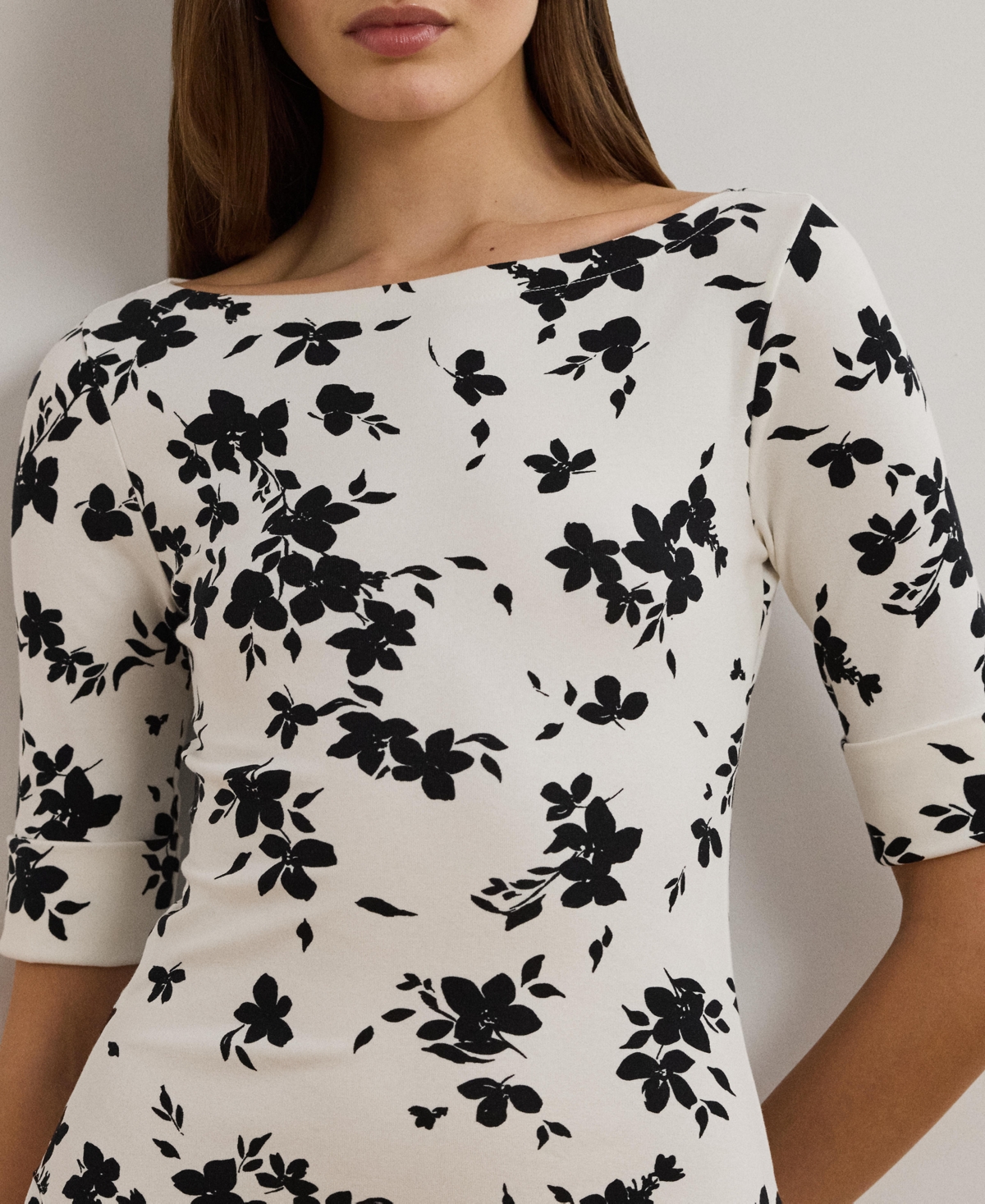 RALPH LAUREN WOMEN'S FLORAL STRETCH COTTON MIDI DRESS 