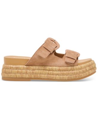 Women's Witny Double-Buckle Raffia Platform Footbed Sandals
