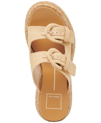 Women's Witny Double-Buckle Raffia Platform Footbed Sandals