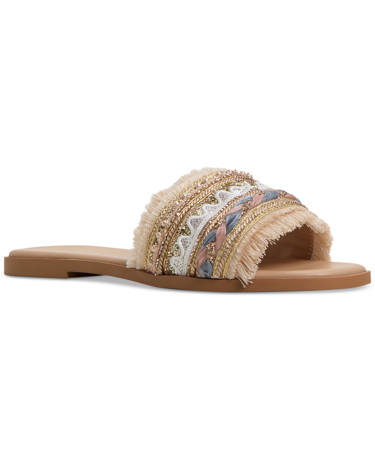 Aldo Women's Coralya Embellished Flat Sandals In Pink Woven