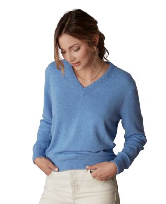 Women's Itch-Free Cashmere V-Neck Sweater with Soft Liner