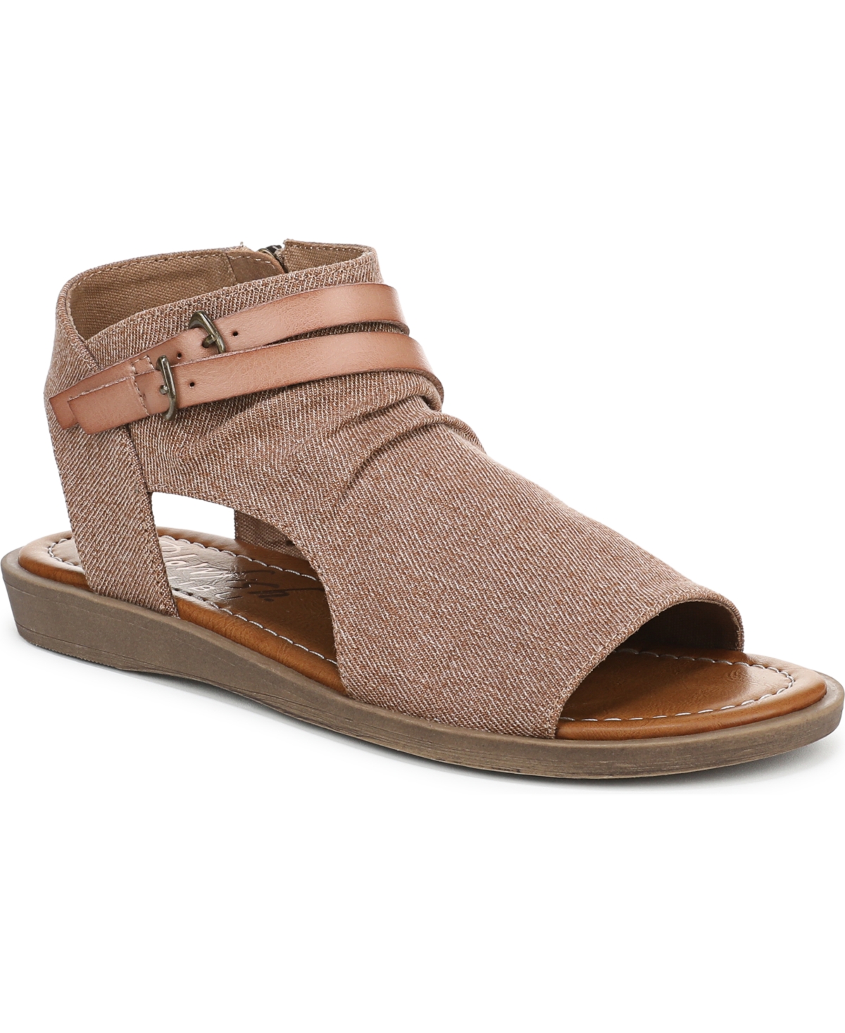 Shop Blowfish Malibu Women's Denver Strappy Low Wedge Sandals In Sand Denim Fabric