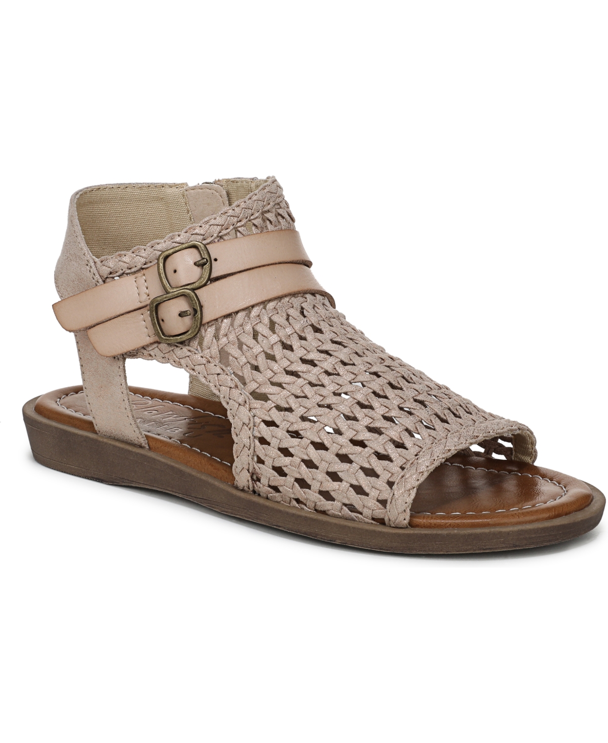 Shop Blowfish Malibu Women's Dream Strappy Low Wedge Sandals In Gold Metallic Fabric