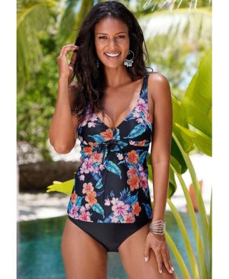 Women's Tropical Print Underwire Tankini Swimsuit Top