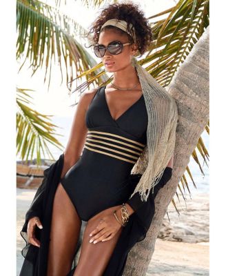 Women's Strappy Tummy Control One Piece Swimsuit
