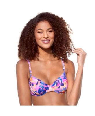 Women's Tropical Print Underwire Bikini Swimsuit Top Bra Sizing
