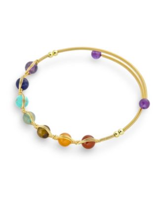 Spiritual Multicolor Chain Link Bracelet with Healing Stone Beads