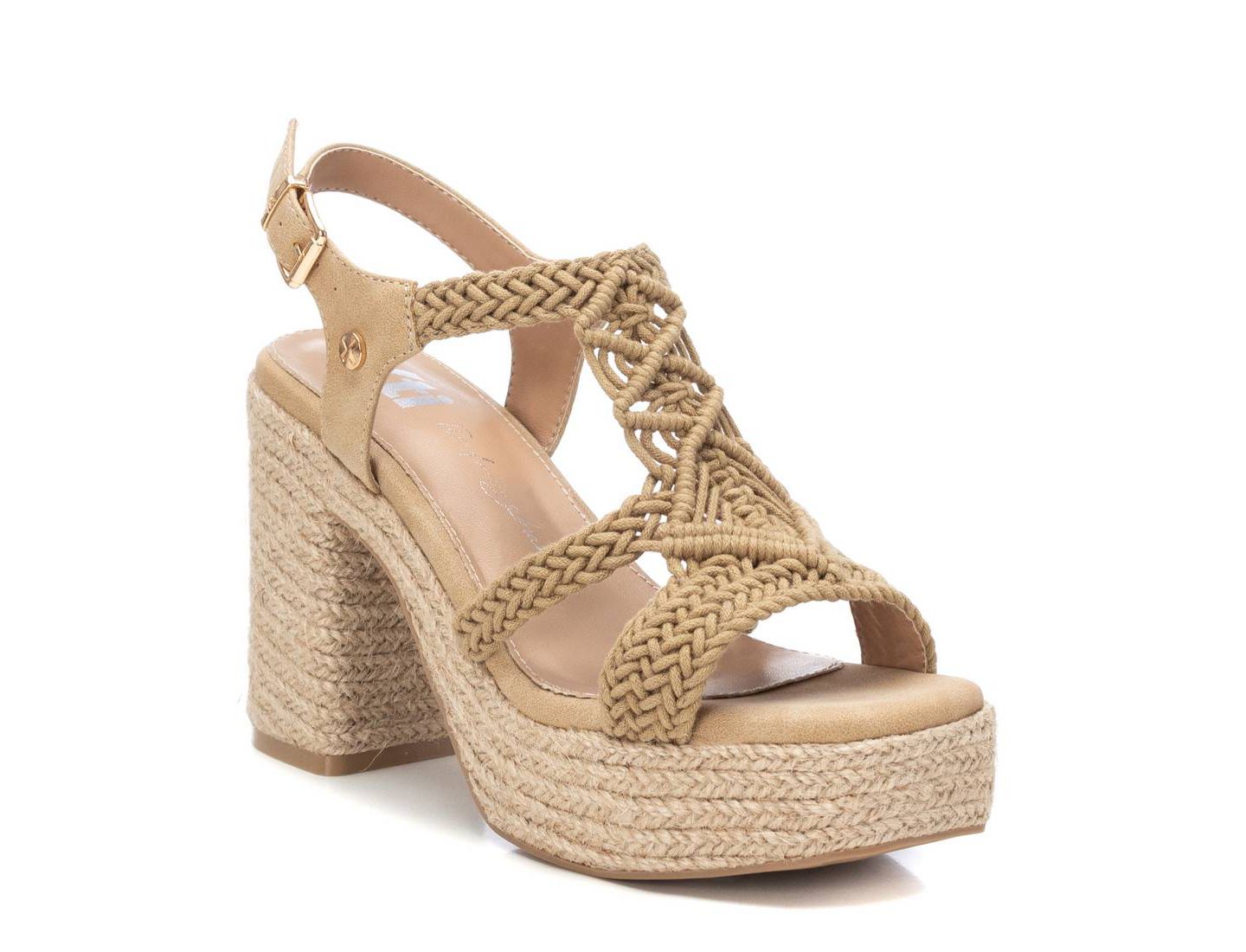 Женские сандалии XTI Heeled Jute Platform, цвет: Бежевый — фото 1