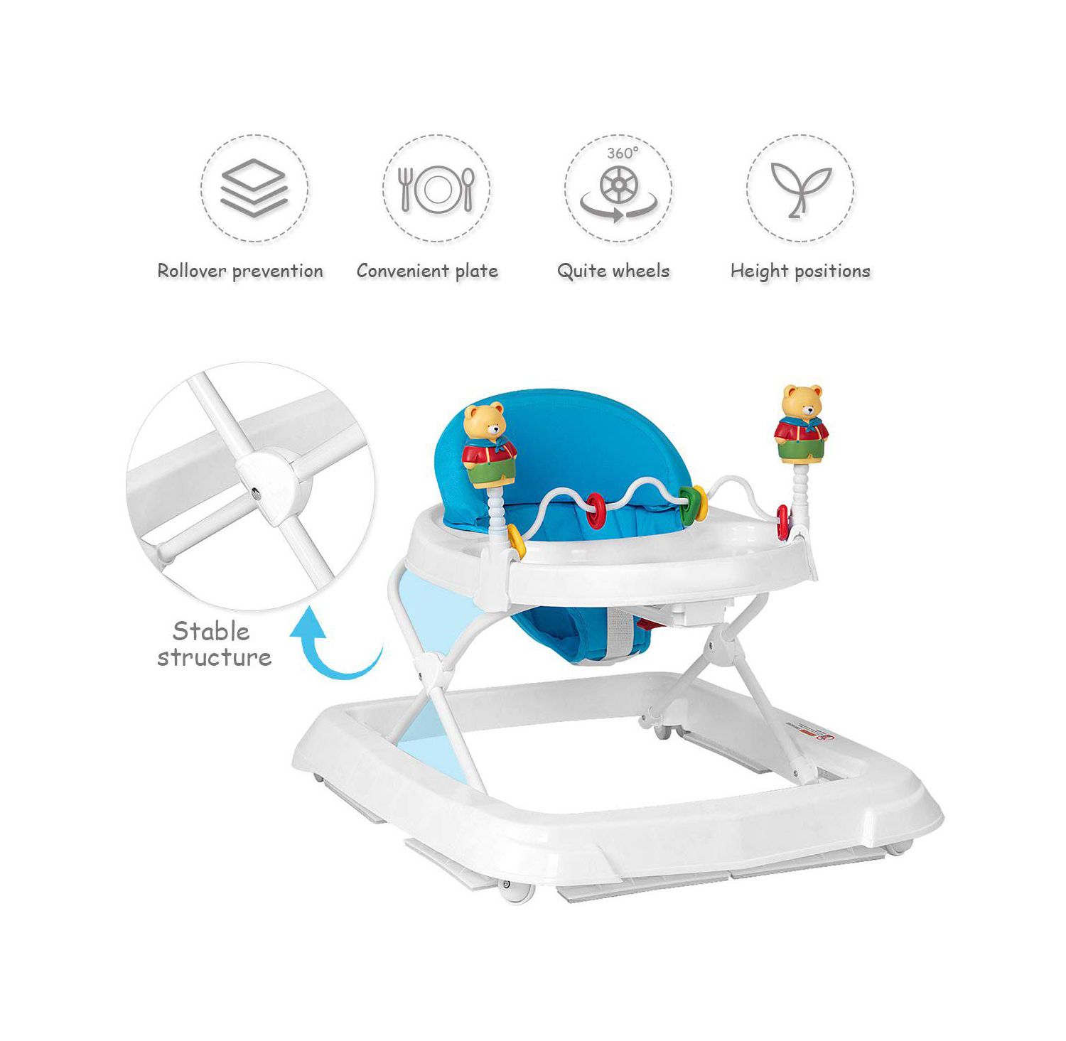 Adjustable Height Removable Folding Portable Baby Walker