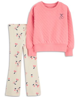 Carter's - Toddler Girls Cherry Doubleknit Pullover & Flare Leggings, 2 Piece Set
