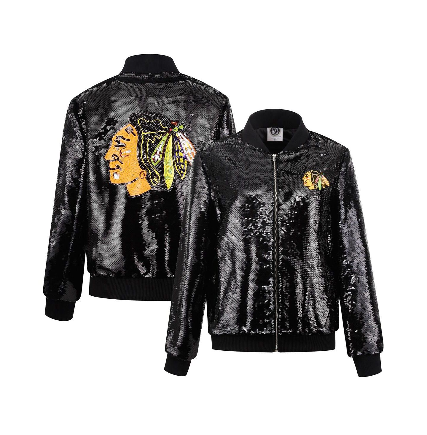Женская куртка Cuce Black Chicago Blackhawks Sequin Full-Zip — фото 1