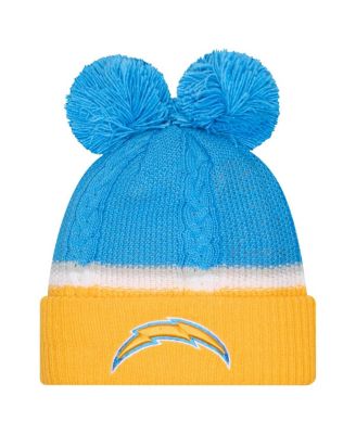 New Era - Women's Powder Blue Los Angeles Chargers Double Bubble Cuffed Knit Hat with Poms