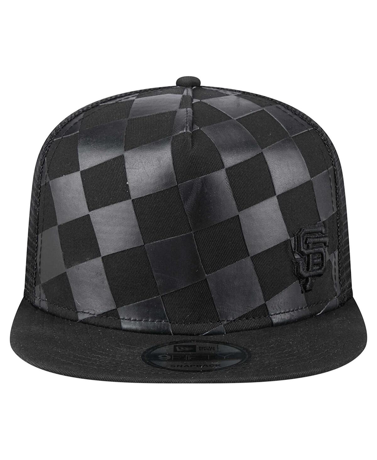 NEW ERA MEN'S BLACK SAN FRANCISCO GIANTS SCORE CHECK 9FIFTY A-FRAME TRUCKER SNAPBACK HAT 