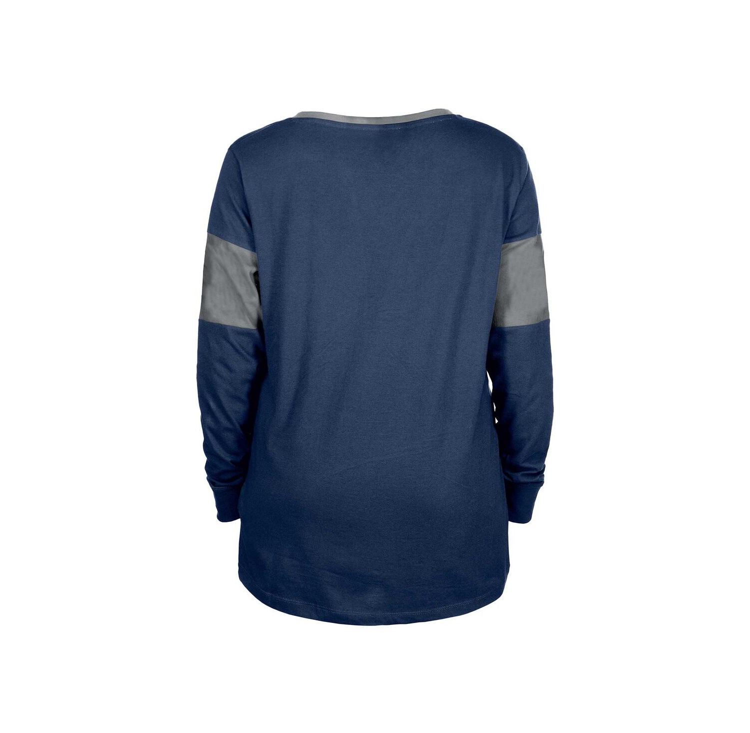 Women's Navy Dallas Cowboys Lace-Up Notch-Neck Long Sleeve T-Shirt