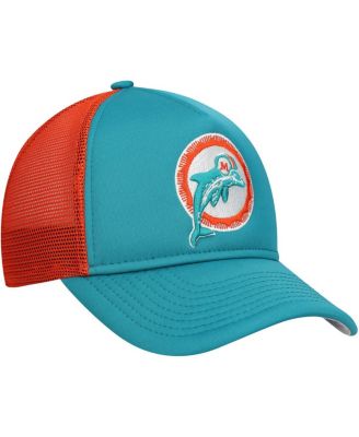 Big Boys and Girls Aqua Miami Dolphins A-Frame 9FORTY Trucker Adjustable Hat