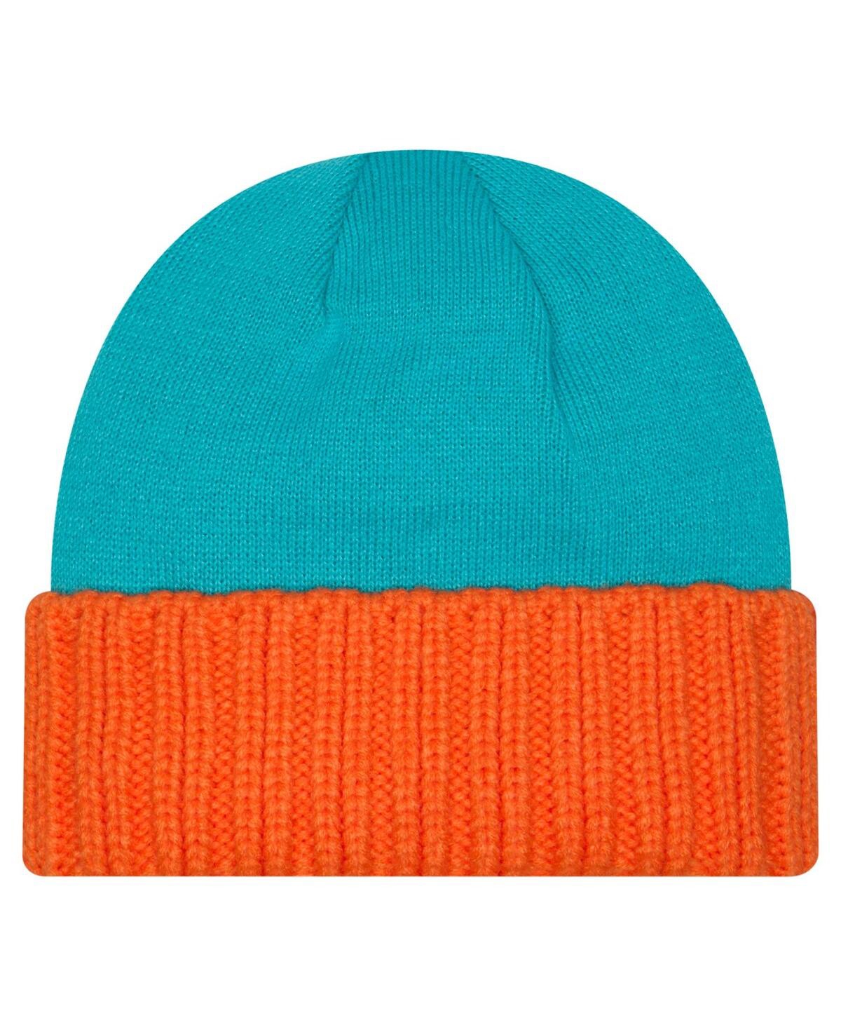 New Era Men's Aqua Miami Dolphins Oversize Cuffed Knit Hat In Aqua