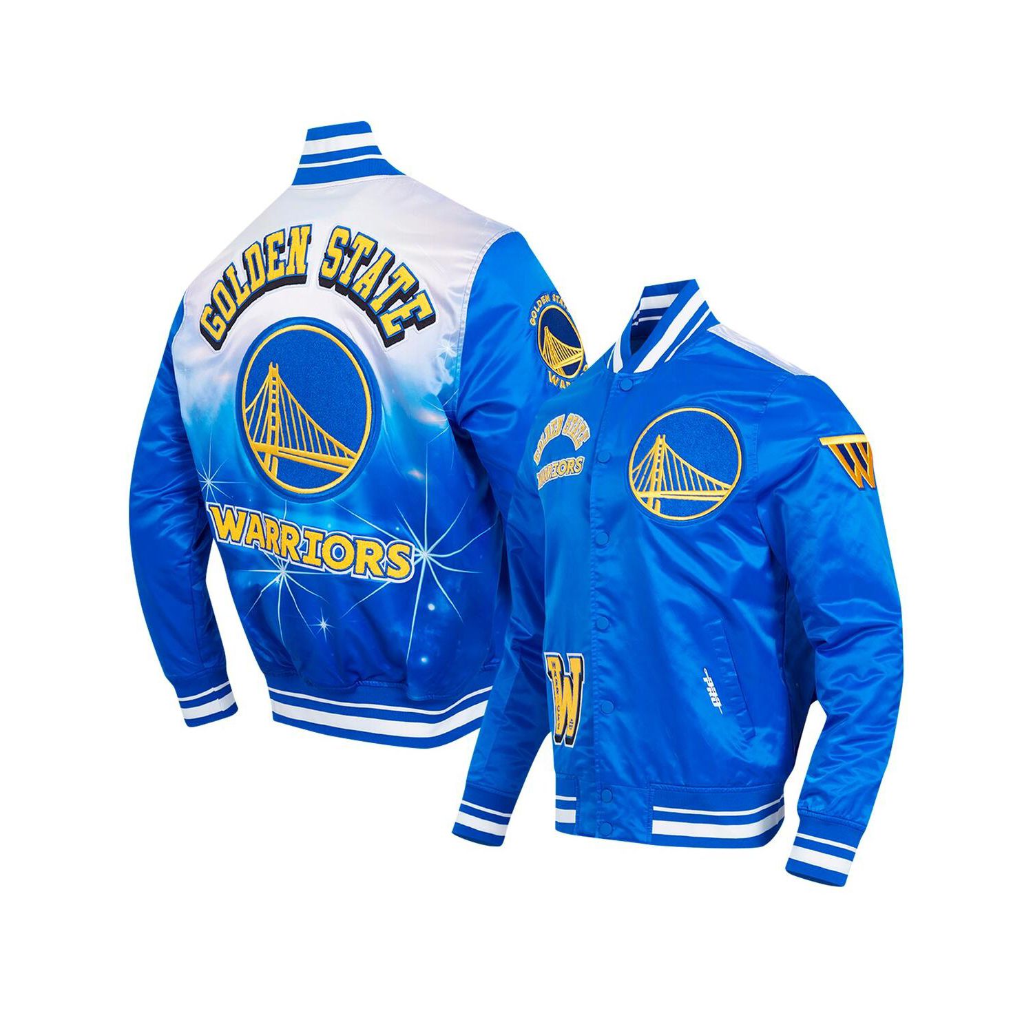 Men's Royal Golden State Warriors Sublimated Satin Full-Snap Jacket