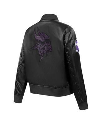 Women's Black Minnesota Vikings Jeweled Satin Full-Snap Jacket