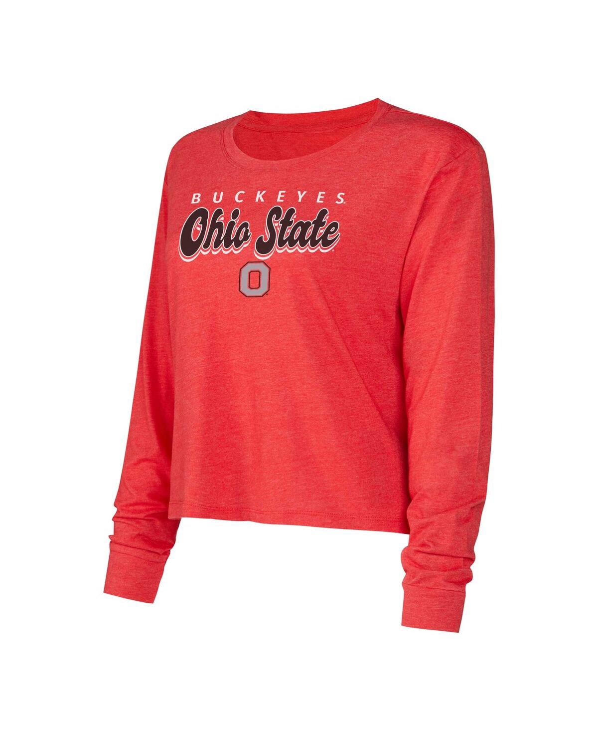 Concepts Sport Women's Scarlet/red Ohio State Buckeyes Team Color Long Sleeve T-shirt Shorts Set In Scarlet,red