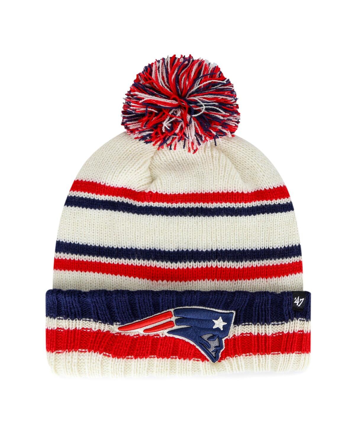 47 Brand Big Boys And Girls Cream New England Patriots Driftway Cuffed Knit With Pom In Cream