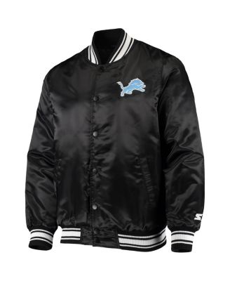 Men's Black Detroit Lions Locker Room Satin Varsity Full-Snap Jacket