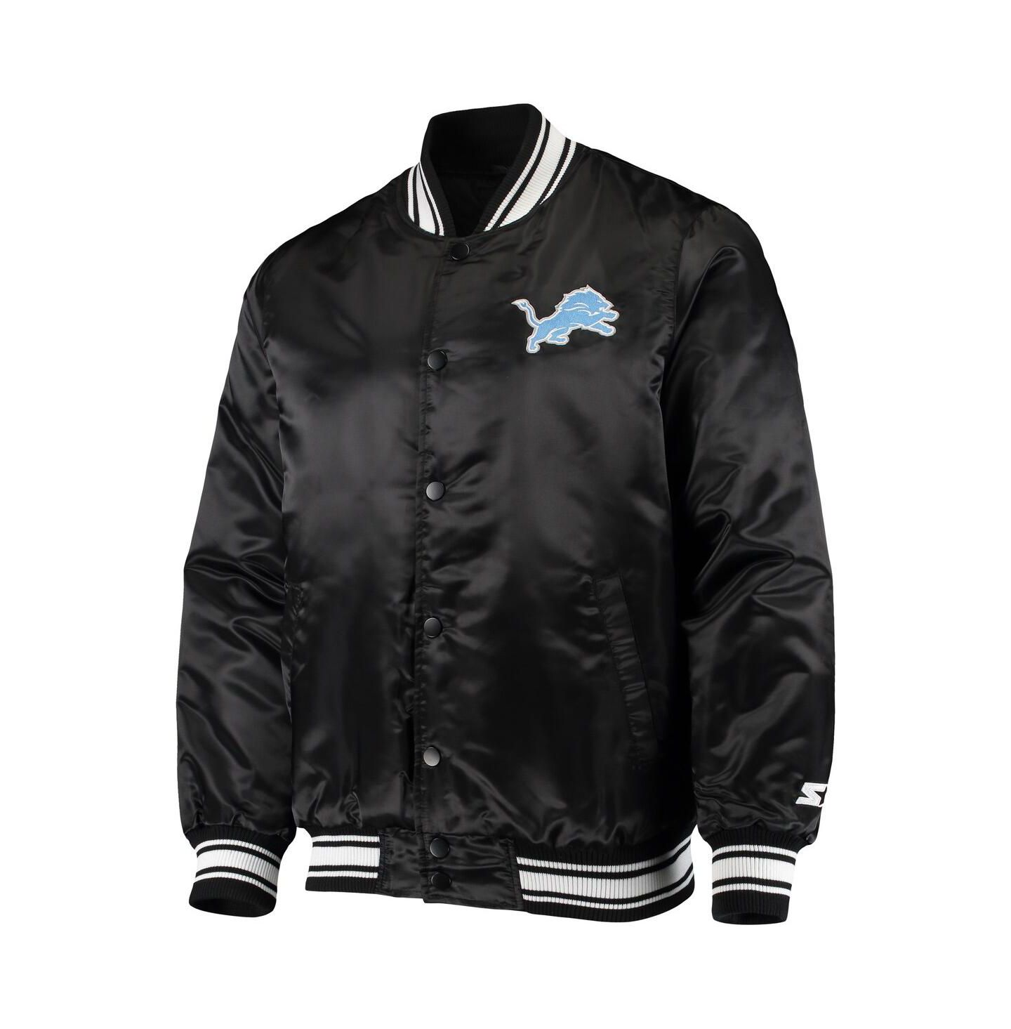 Мужская куртка Starter Black Detroit Lions Locker Room Satin Varsity Full-Snap — фото 4