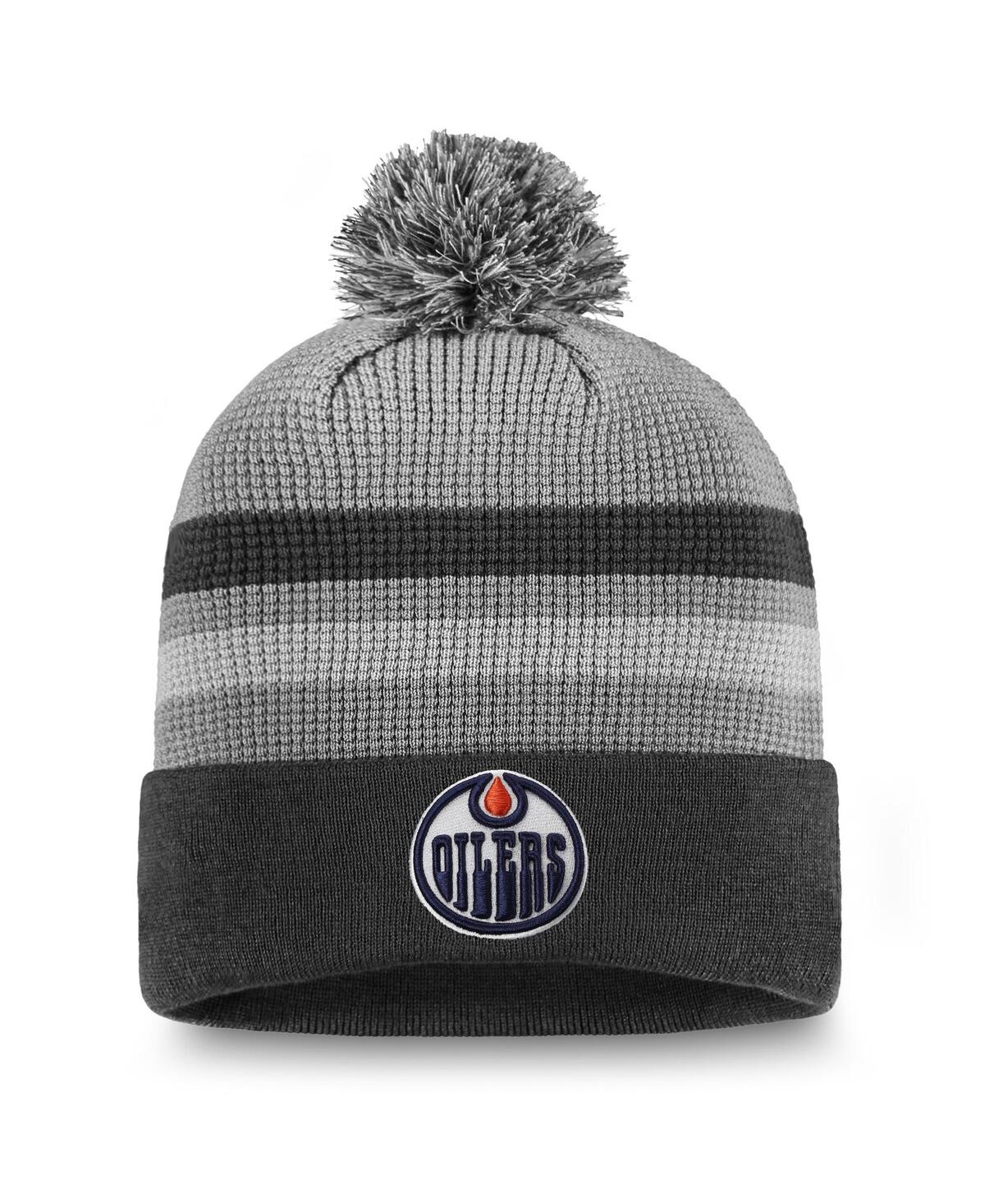 Fanatics Men's Gray Edmonton Oilers Authentic Pro Home Ice Cuffed Knit Hat With Pom In Gray