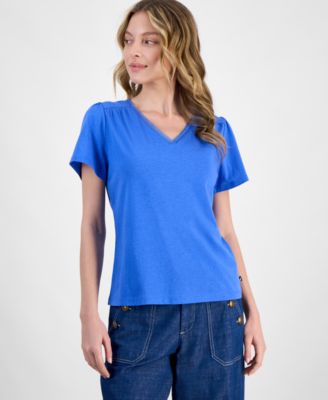 Nautica Jeans - Women's Lace-Trim V-Neck T-Shirt