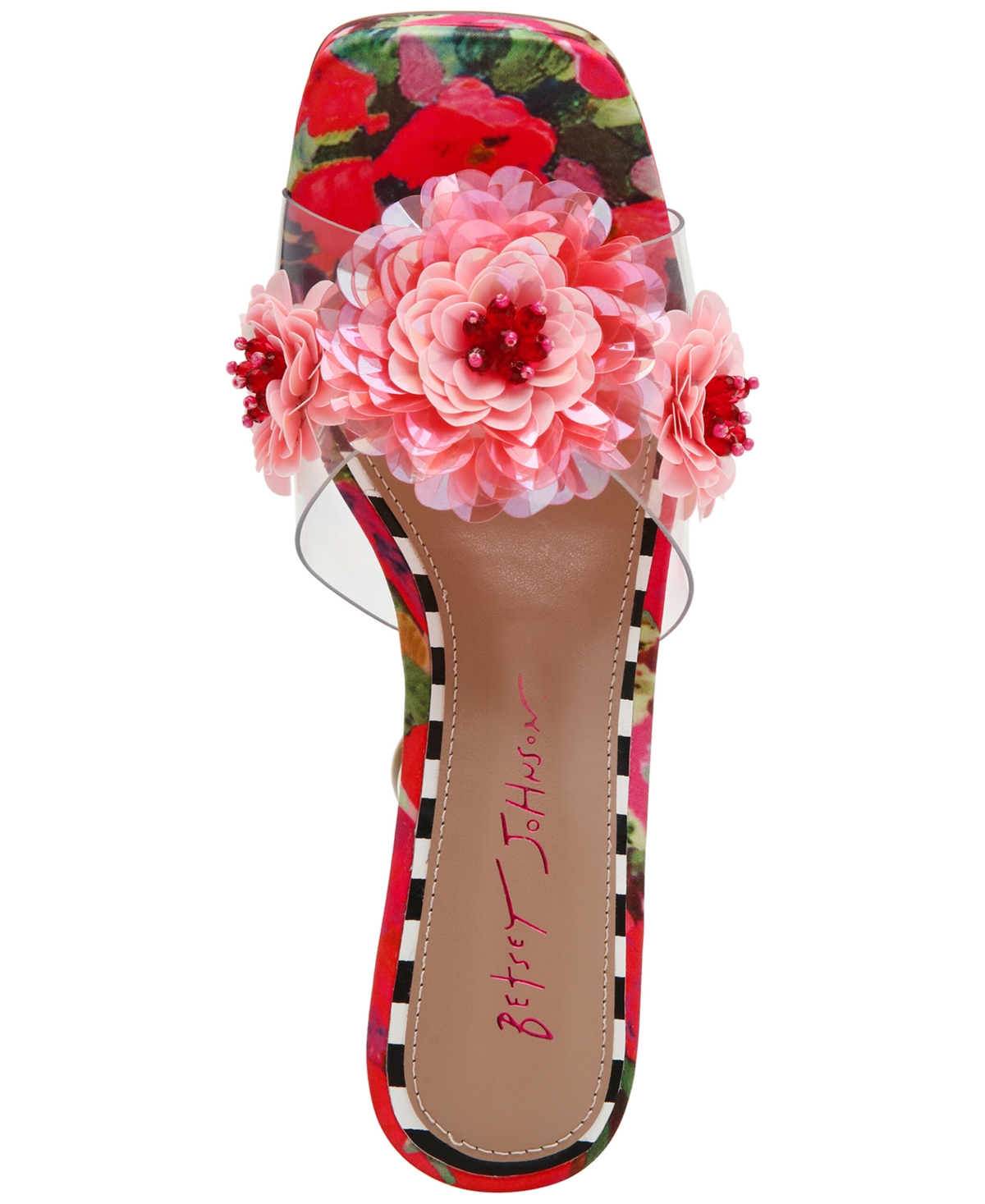 BETSEY JOHNSON WOMEN'S BLONDEE FLORAL FLARE-HEEL DRESS SANDALS 