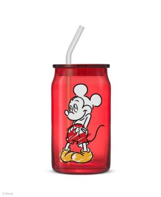 Disney Mickey Mouse Friends Color Sketch Tumbler Glasses with Lids, Set of 4