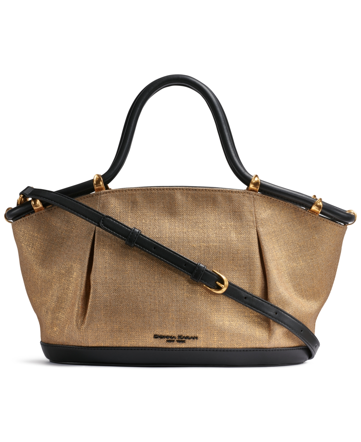 Donna Karan Chiffon Metallic Canvas Mini Satchel Bag In Gold