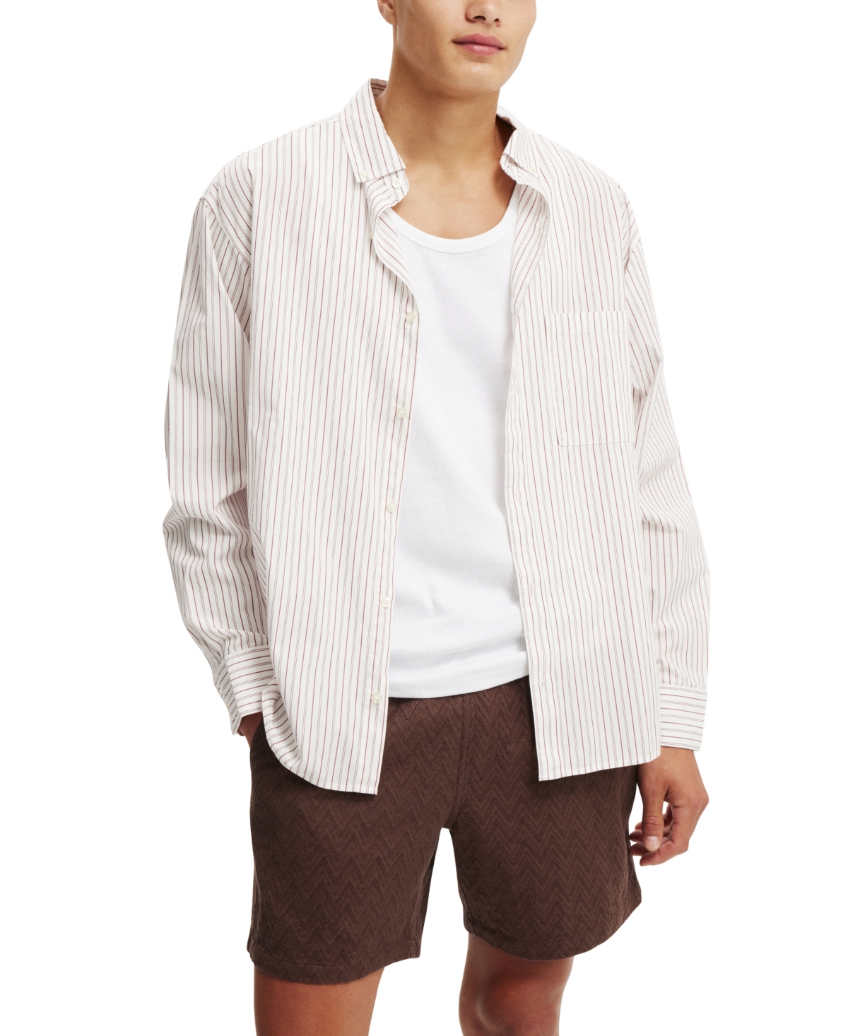 Shop Cotton On Men's Elevated Easy Short In Chocolate Zig Zag Knit
