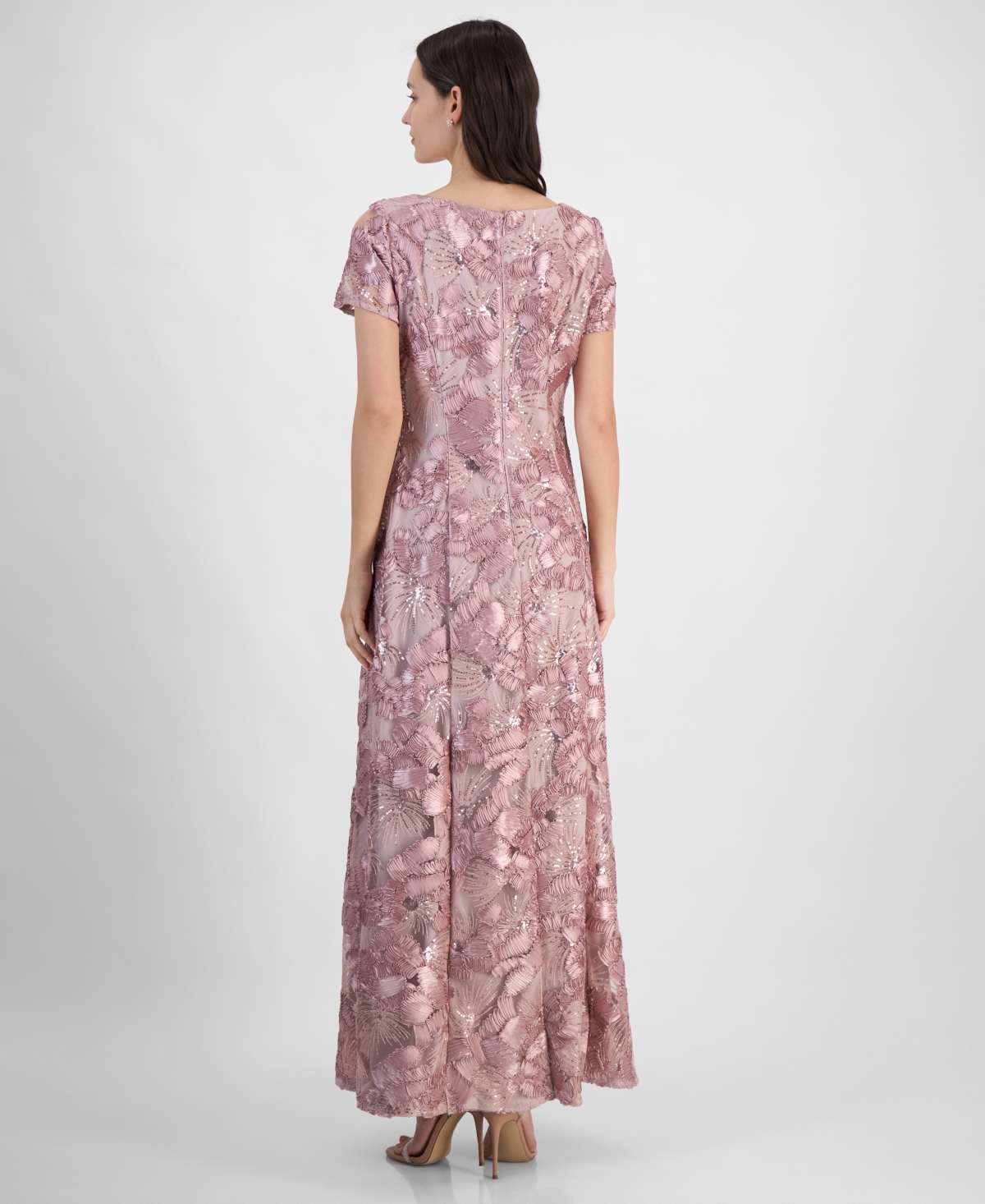 Shop Alex Evenings Women's Soutache Sequined Evening Gown In Rose