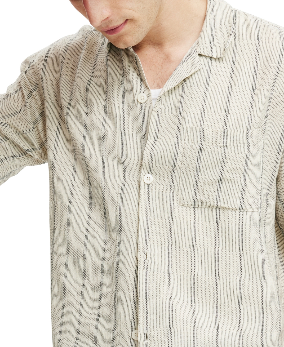 Shop Cotton On Men's Box Fit Short Sleeve Shirt In Off White Grid Check