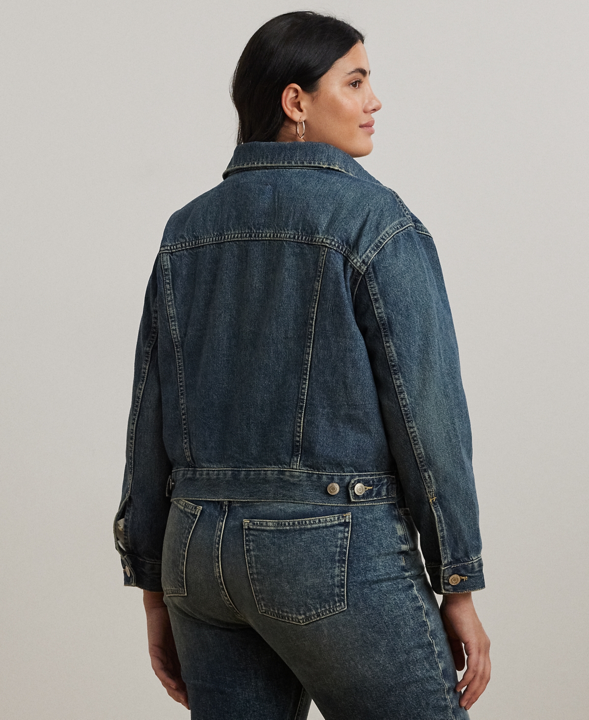 Shop Ralph Lauren Plus Size Denim Trucker Jacket In Haze Wash