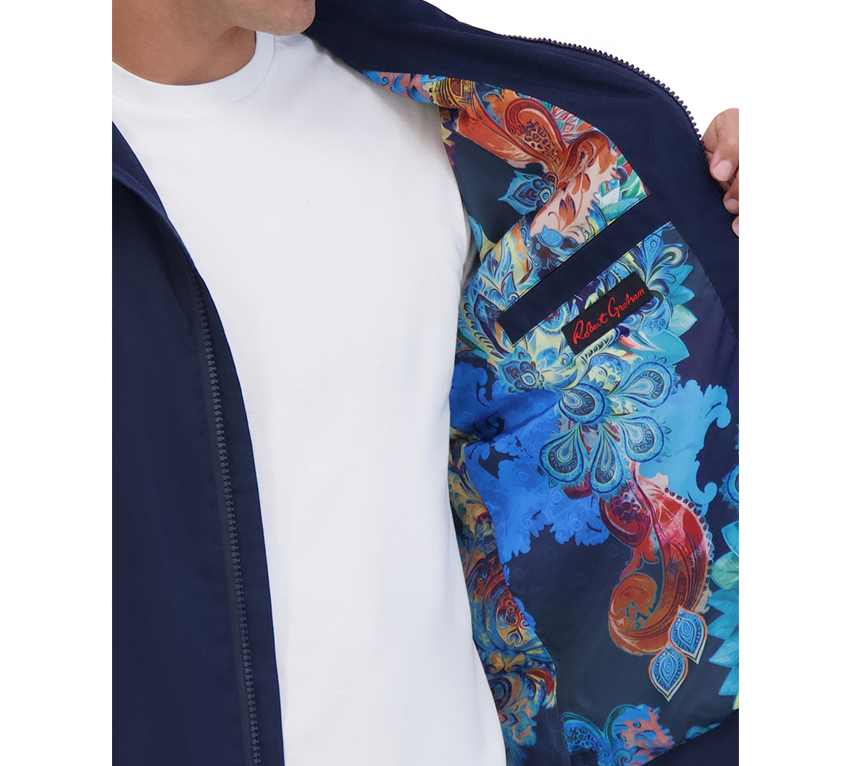 Robert Graham Peached Collar Jacket In Navy
