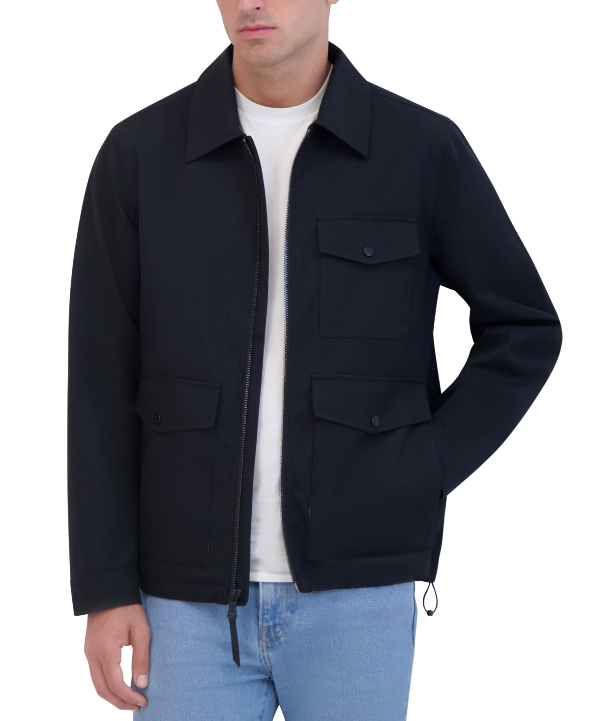 Robert Graham Men's Lightweight Textured Poly Utility Jacket In Black
