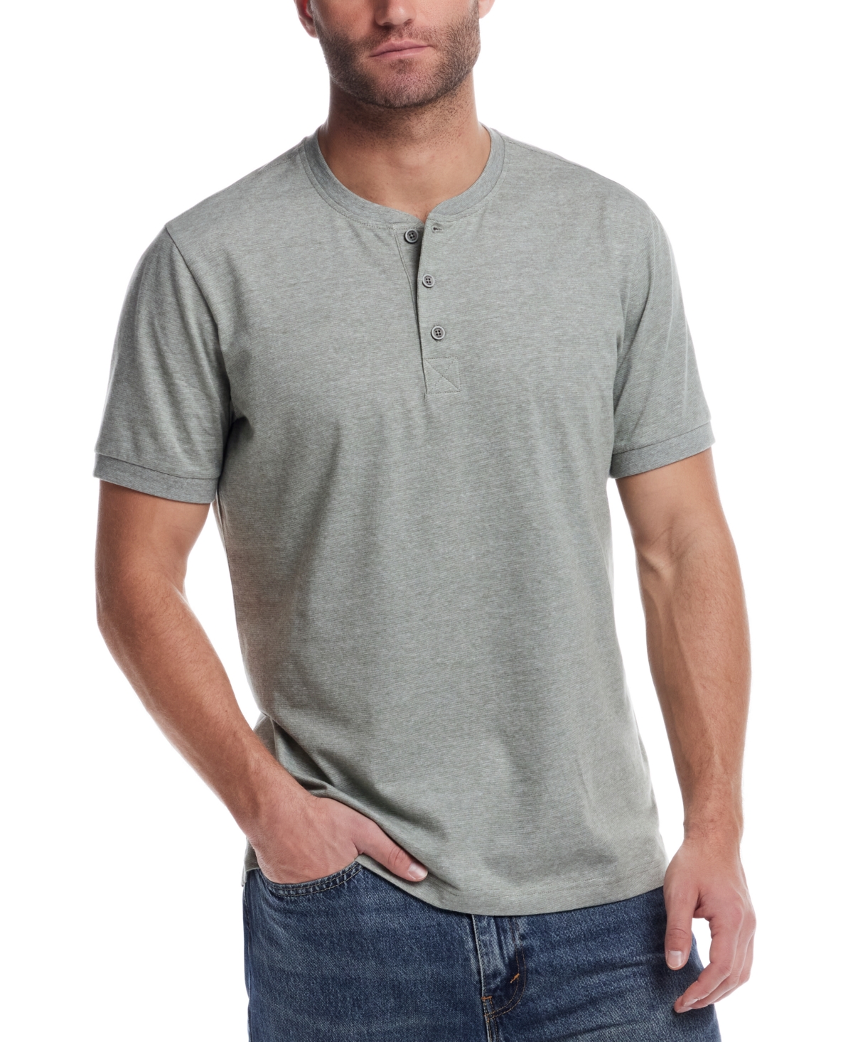 Men's Regular-Fit Micro-Stripe Henley - Fjord Blue
