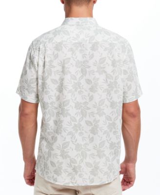 Men's Short Sleeve Print Linen Cotton Shirt