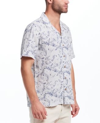 Men's Regular-Fit Palm Frond-Print Button-Down Camp Shirt 