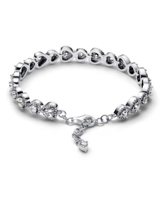 Sterling Silver Halo Hearts Bracelet