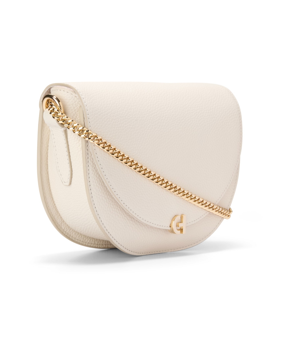 Cole Haan Evie Chain Small Saddle Bag In Ivory