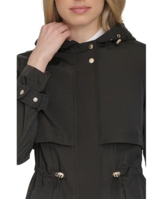 Women's 38” Zip Up Trench Coat W Set-In Hood