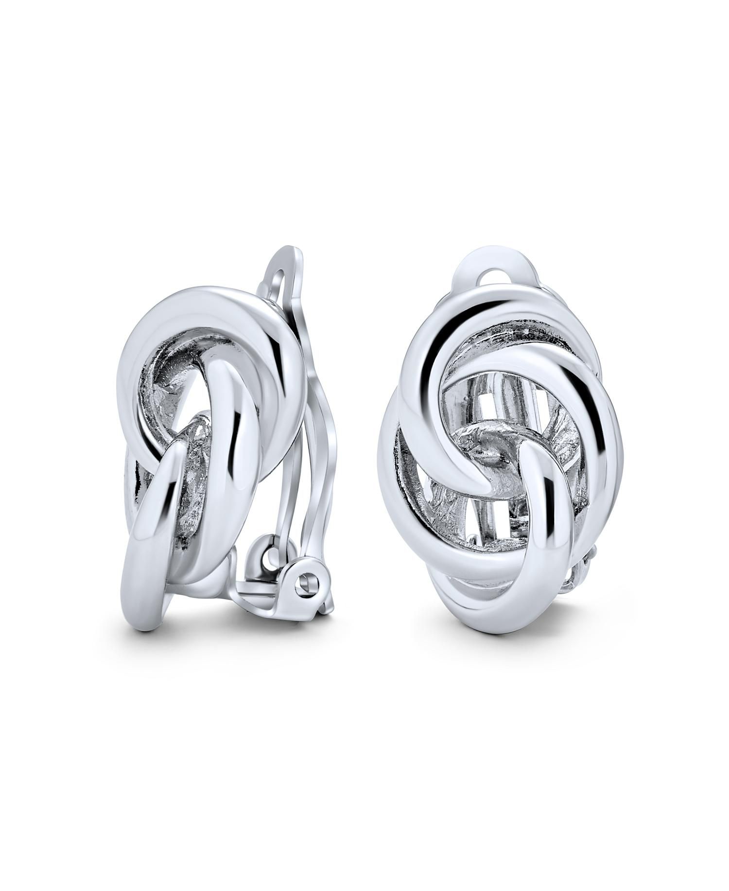 Classic Interlocking Love Infinity Knot Clip On Earrings Gold Plated