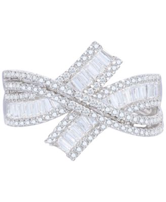 Diamond Crossover Ring (1 ct. t.w.) in 14k White Gold