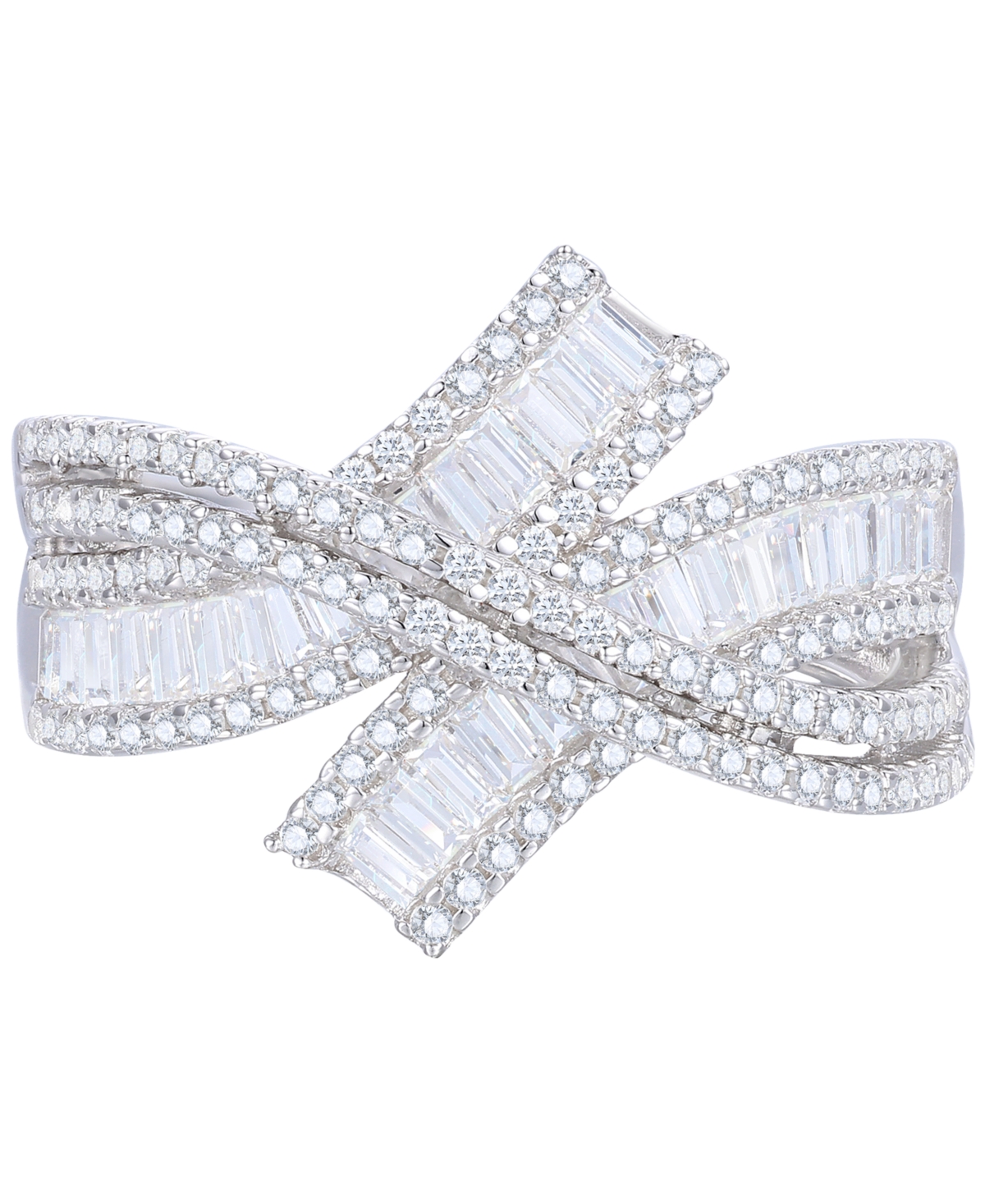 Macy's Diamond Crossover Ring (1 Ct. T.w.) In 14k White Gold In White Gold