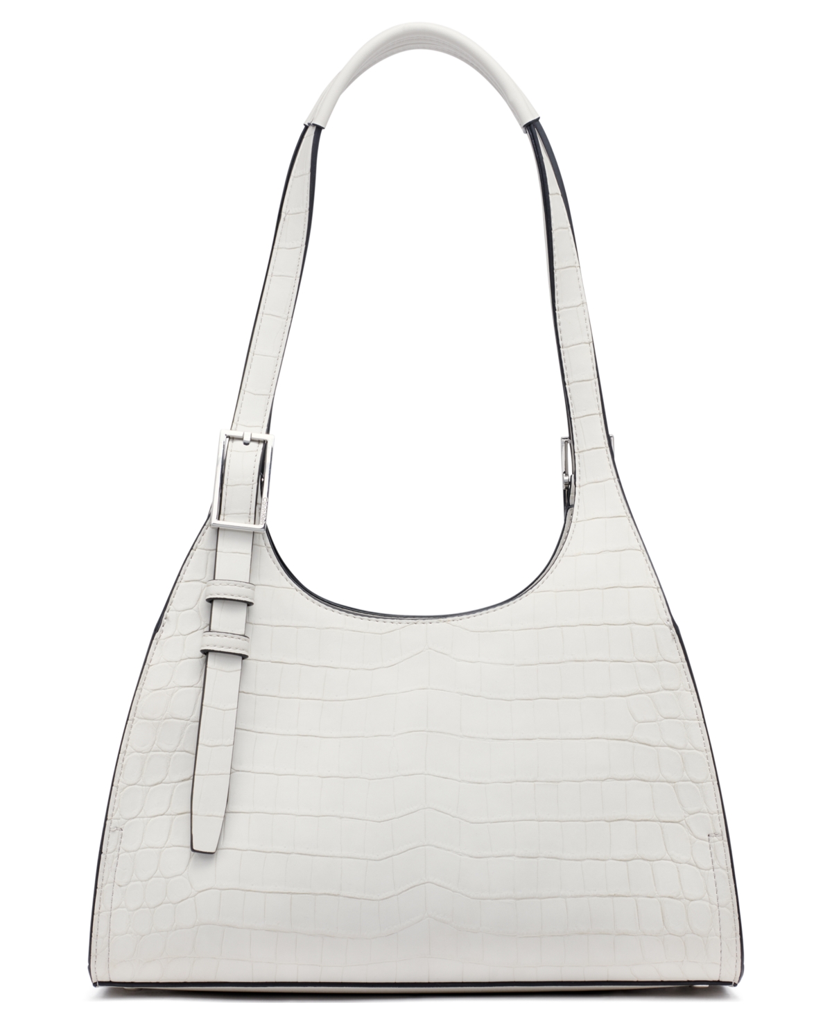 Calvin Klein Quill Soft Croco Shoulder In Beach Pebble